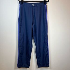 Adidas Vintage Mesh Lined Track Pants Blue 3 White Stripes Zip Ankle  Women's XL
